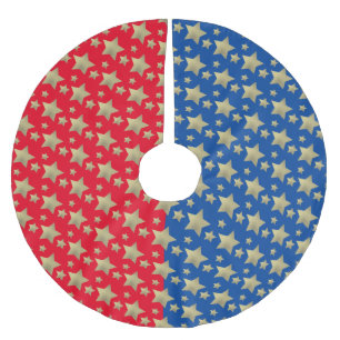 Jupon De Sapin En Polyester Brossé Étoiles de cuivre motif rouge patriotique du 4 jui