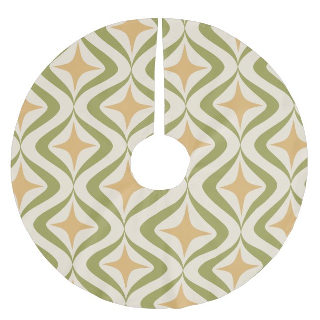 Jupon De Sapin En Polyester Brossé Étoiles de rose et vagues vertes (Devant)