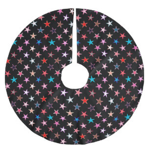 Jupon De Sapin En Polyester Brossé Étoiles de Twinkings modernes, couleurs de bijoux 