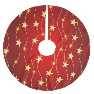 Jupon De Sapin En Polyester Brossé Étoiles d'or