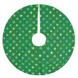 Jupon De Sapin En Polyester Brossé Étoiles scintillantes modernes, émeraude et vert c