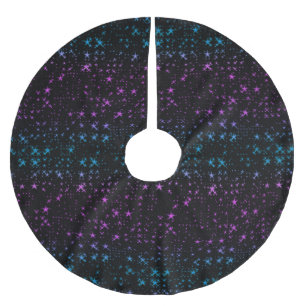 Jupon De Sapin En Polyester Brossé Étoiles Violettes Et Bleues Déclinantes