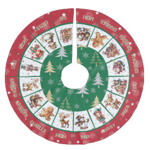 Jupon De Sapin En Polyester Brossé Famille de Noël