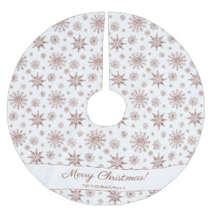 Jupon De Sapin En Polyester Brossé Faux aspect couleur or rose flocons de neige et te