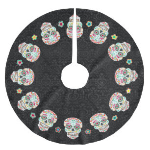 Jupon De Sapin En Polyester Brossé Feliz Muertos - crânes de fête de sucre
