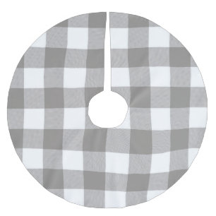 Jupon De Sapin En Polyester Brossé Ferme Rustic Grey & White Buffalo Plaid Carré