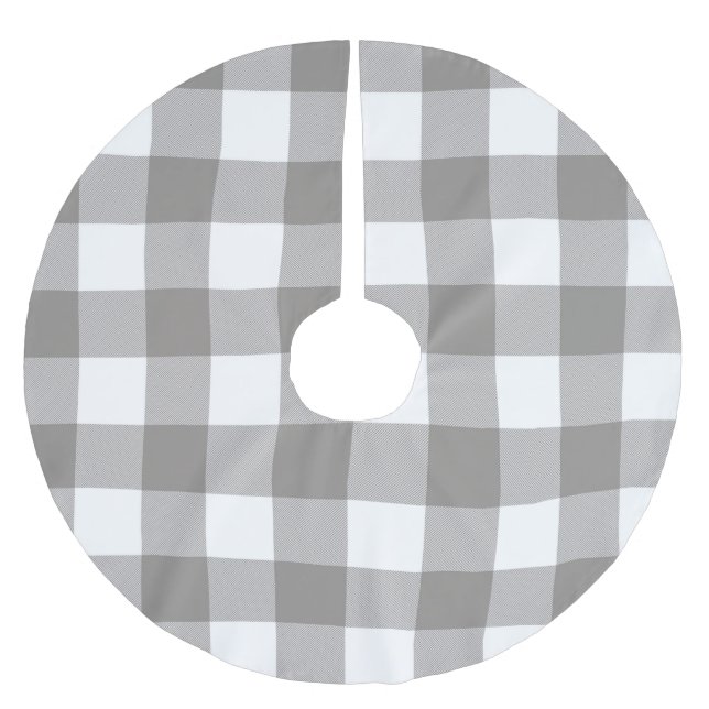 Jupon De Sapin En Polyester Brossé Ferme Rustic Grey & White Buffalo Plaid Carré (Devant)