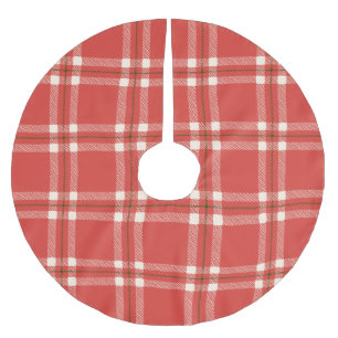 Jupon De Sapin En Polyester Brossé Ferme vintage rouge crème verte plissé Noël