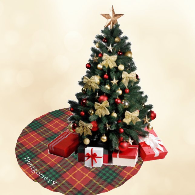 Jupon De Sapin En Polyester Brossé Festif Plaid Tartan Holiday (Créateur téléchargé)