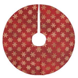 Jupon De Sapin En Polyester Brossé Festif Pneus d'hiver à huile rouge et or