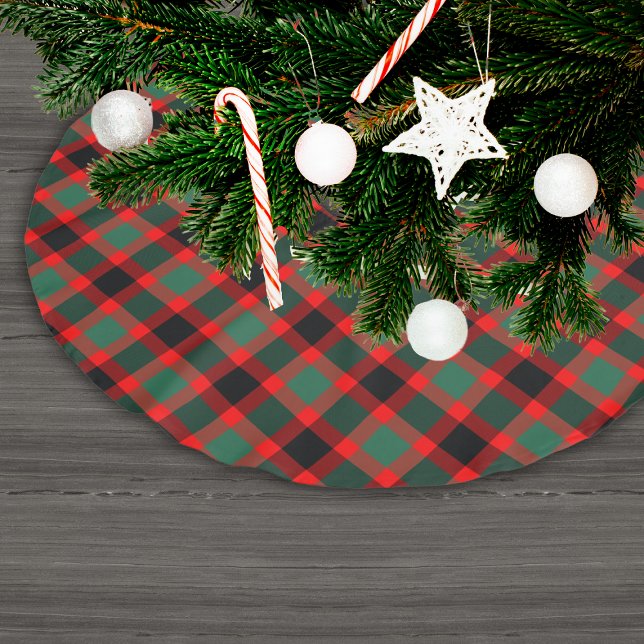 Jupon De Sapin En Polyester Brossé Festif rouge vert Noël Plaid Motif (Créateur téléchargé)