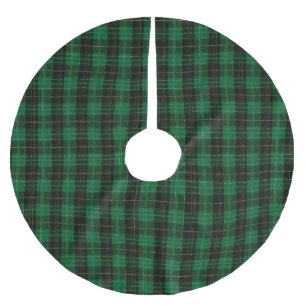 Jupon De Sapin En Polyester Brossé Festif Vert hiver Noël Plaid Motif