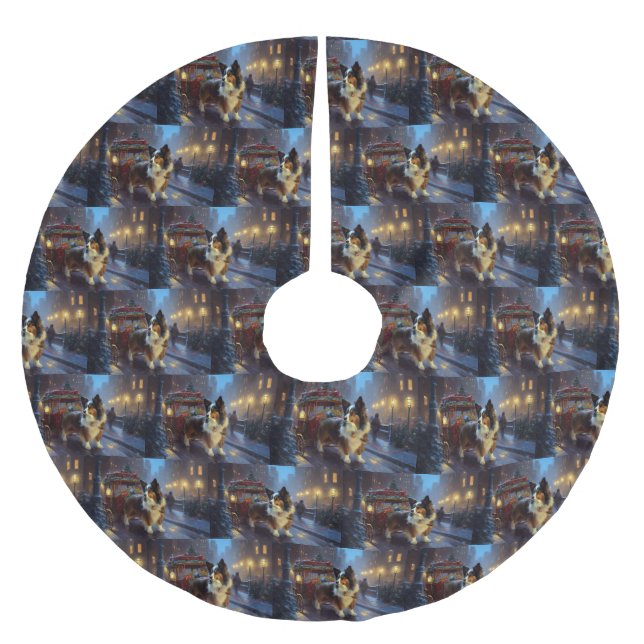 Jupon De Sapin En Polyester Brossé Festin de Noël de Papillon (Devant)