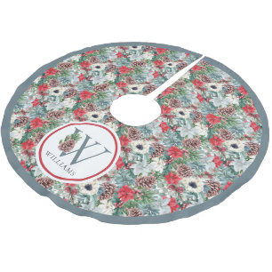 Jupon De Sapin En Polyester Brossé Festive Foliage Festive Floral Initial Nom personn