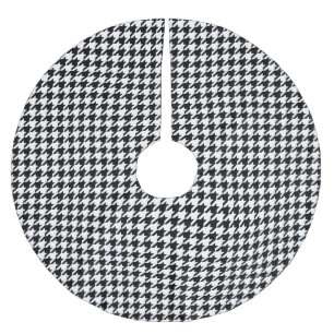 Jupon De Sapin En Polyester Brossé Fête de Houndstooth noir et blanc