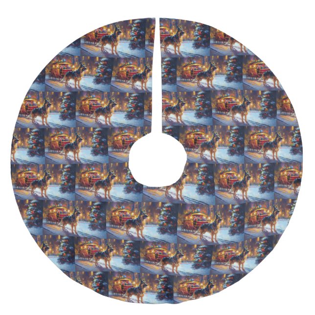 Jupon De Sapin En Polyester Brossé Fête de Noël des bergers allemands (Devant)