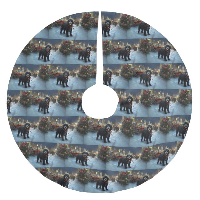 Jupon De Sapin En Polyester Brossé Fête de Noël des chiens d'eau portugais (Devant)