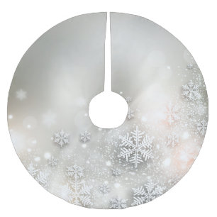 Jupon De Sapin En Polyester Brossé Fête de Noël Elégant Flocon de neige Jupe d'arbre