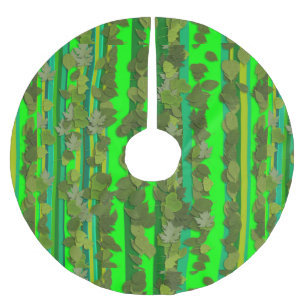 Jupon De Sapin En Polyester Brossé Fête de Noël Motif feuille Feuille verte