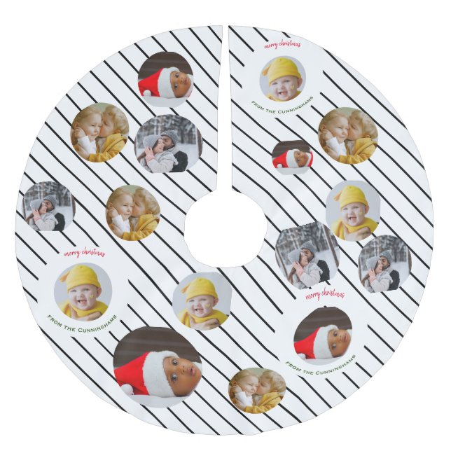 Jupon De Sapin En Polyester Brossé Fête de Noël 🎄 photo personnalisée (Devant)