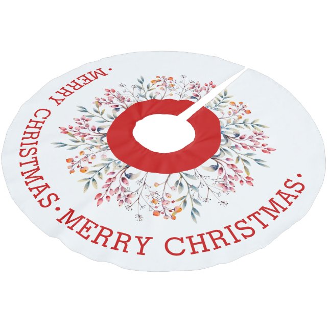 Jupon De Sapin En Polyester Brossé Fêtes de Noël rouge feuille (Angle)
