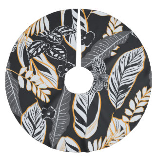 Jupon De Sapin En Polyester Brossé Feuillage de nuit tropical : Motif Vintage foncé
