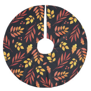 Jupon De Sapin En Polyester Brossé Feuilles d'automne colorées Motif d'aquarelle