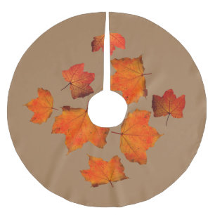 Jupon De Sapin En Polyester Brossé Feuilles d'automne Motifs Russe Bois Brown Maple