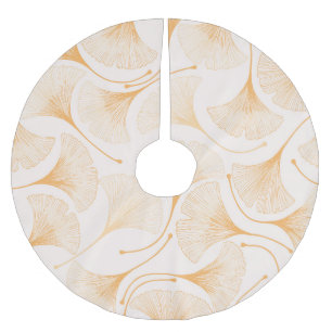 Jupon De Sapin En Polyester Brossé Feuilles de Ginkgo : Motif Floral sans joint.