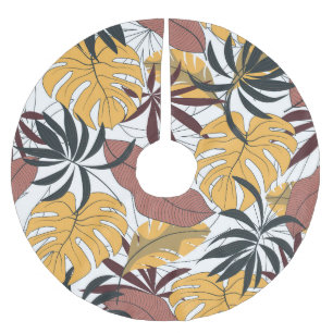 Jupon De Sapin En Polyester Brossé Feuilles tropicaux : arrière - plan dynamique et t