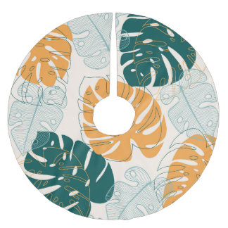 Jupon De Sapin En Polyester Brossé Feuilles tropicaux : Sceau Vintage de la Jungle