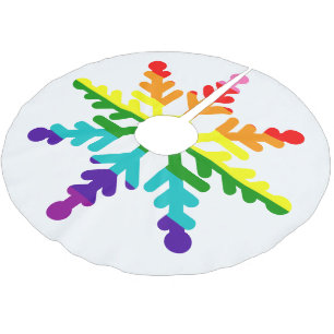 Jupon De Sapin En Polyester Brossé Fierté LGBTQ Arc-en-ciel Coloré Flocon de neige de