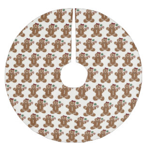 Jupon De Sapin En Polyester Brossé Fille de pain d'épices avec la corbeille rouge et 