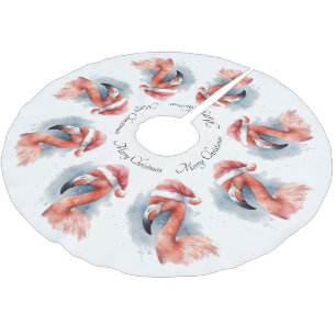 Jupon De Sapin En Polyester Brossé Flamant rose de Noël, personnalisable