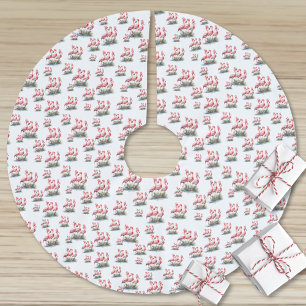 Jupon De Sapin En Polyester Brossé Flamant rose Noël tropical