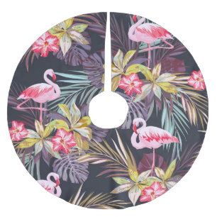 Jupon De Sapin En Polyester Brossé Flamant rose Tropical : Motif sans couture d'été