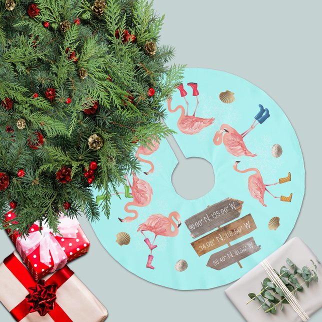 Jupon De Sapin En Polyester Brossé Flamant rose Vacances (Créateur téléchargé)