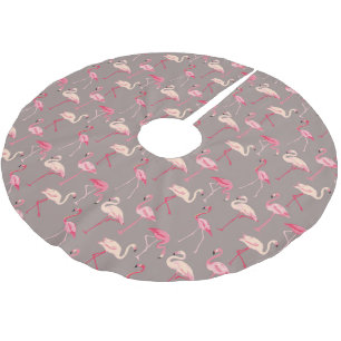 Jupon De Sapin En Polyester Brossé Flamants roses rétro  Monogramme 2