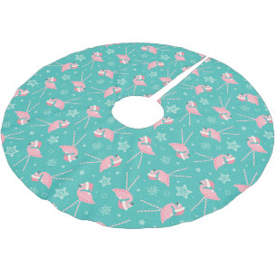 Jupon De Sapin En Polyester Brossé Flamants roses roses Retro Candy ©studioxtine