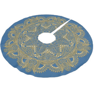 Jupon De Sapin En Polyester Brossé Fleece à motif étoile mandala bleu royal