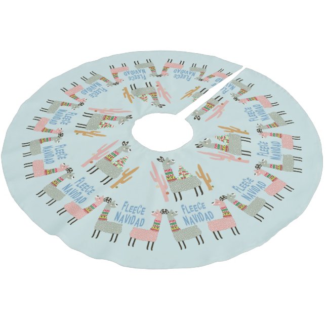 Jupon De Sapin En Polyester Brossé Fleece Navidad Llamas (Angle)