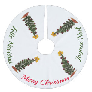 Jupon De Sapin En Polyester Brossé Fleur de presse séchée Jupe d'arbre de Noël