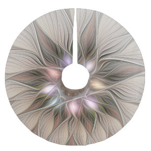 Jupon De Sapin En Polyester Brossé Fleur joyeuse abstraite beige marron floral fracta