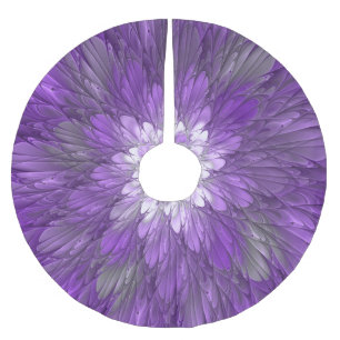 Jupon De Sapin En Polyester Brossé Fleur psychédélique violette Abstraite Fractal Art
