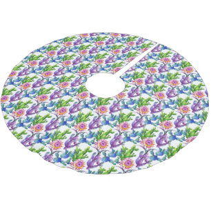 Jupon De Sapin En Polyester Brossé Fleur sauvage d'aquarelle Cactus Motif