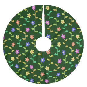Jupon De Sapin En Polyester Brossé Fleurs colorées, Motif Floral, Verdure, Boho