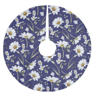 Jupon De Sapin En Polyester Brossé Fleurs d'aquarelle blanche