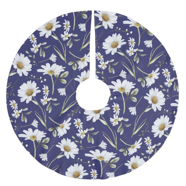 Jupon De Sapin En Polyester Brossé Fleurs d'aquarelle blanche (Devant)