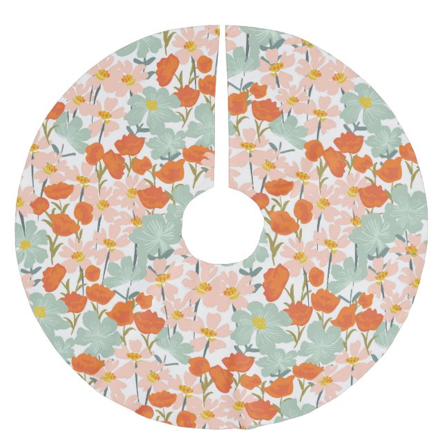 Jupon De Sapin En Polyester Brossé Fleurs de jardin : rose, orange sans soudure (Devant)