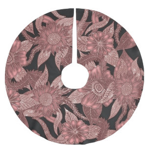 Jupon De Sapin En Polyester Brossé Fleurs de Parties scintillant noires en or glamour